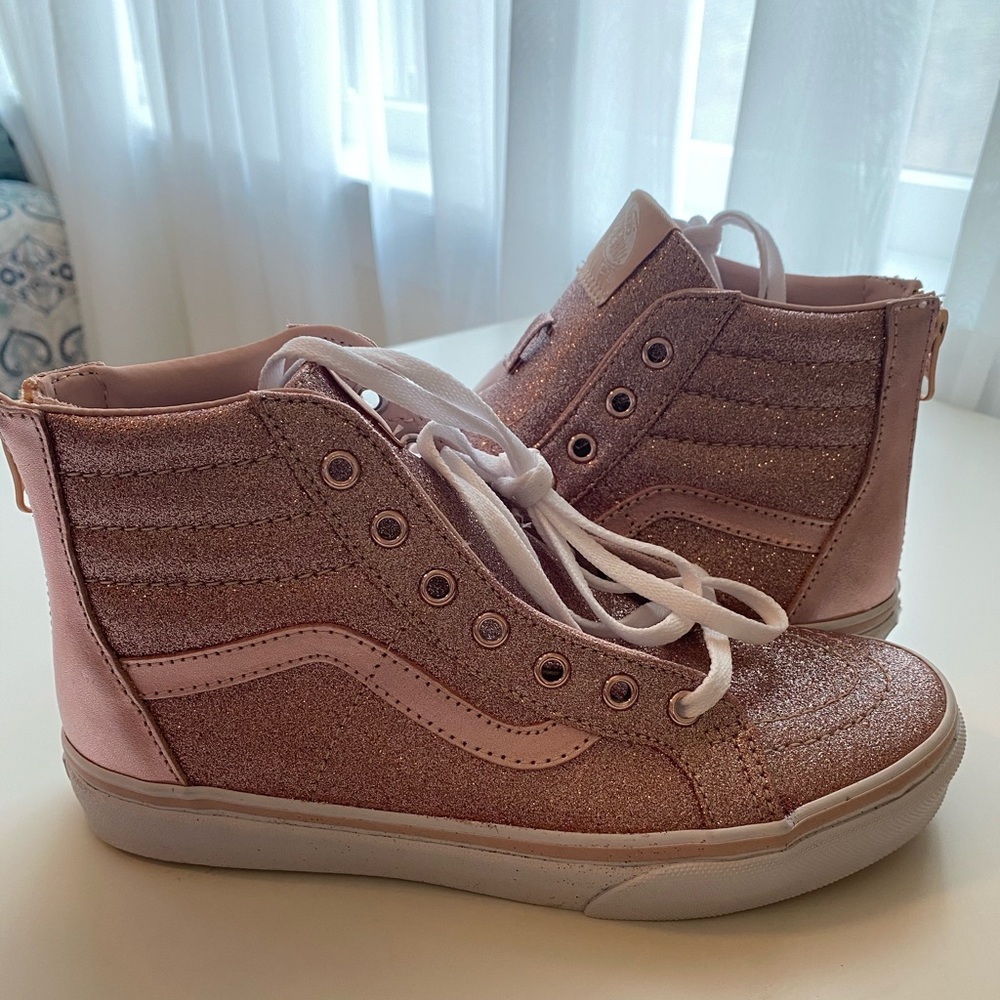 VANS - Rose Gold Sk8-Hi, rose gold glitter, Kids 4